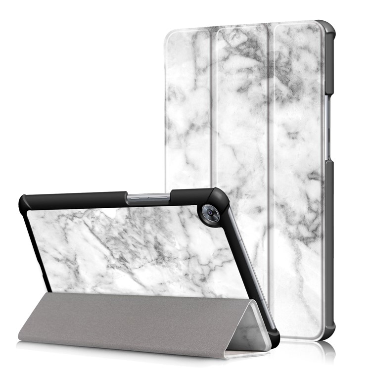 Patterned Leather Tri-fold Stand Smart Flip Case for Huawei MediaPad M5 8 - Marble Texture-1