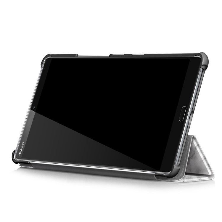 Patterned Leather Tri-fold Stand Smart Flip Case for Huawei MediaPad M5 8 - Marble Texture-6