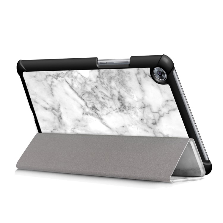 Patterned Leather Tri-fold Stand Smart Flip Case for Huawei MediaPad M5 8 - Marble Texture-7