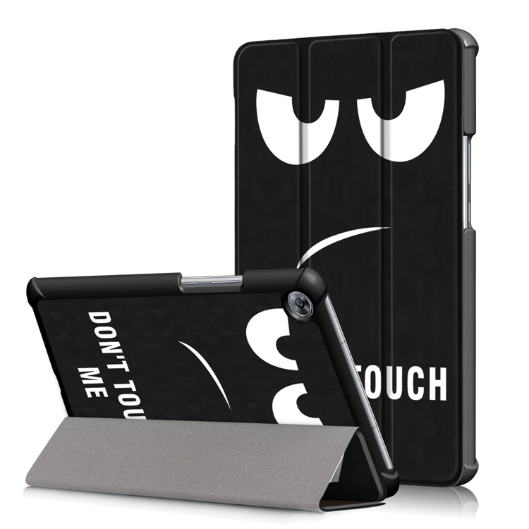 Patterned Leather Tri-fold Stand Smart Protective Shell for Huawei MediaPad M5 8 - Do not Touch My Phone-1