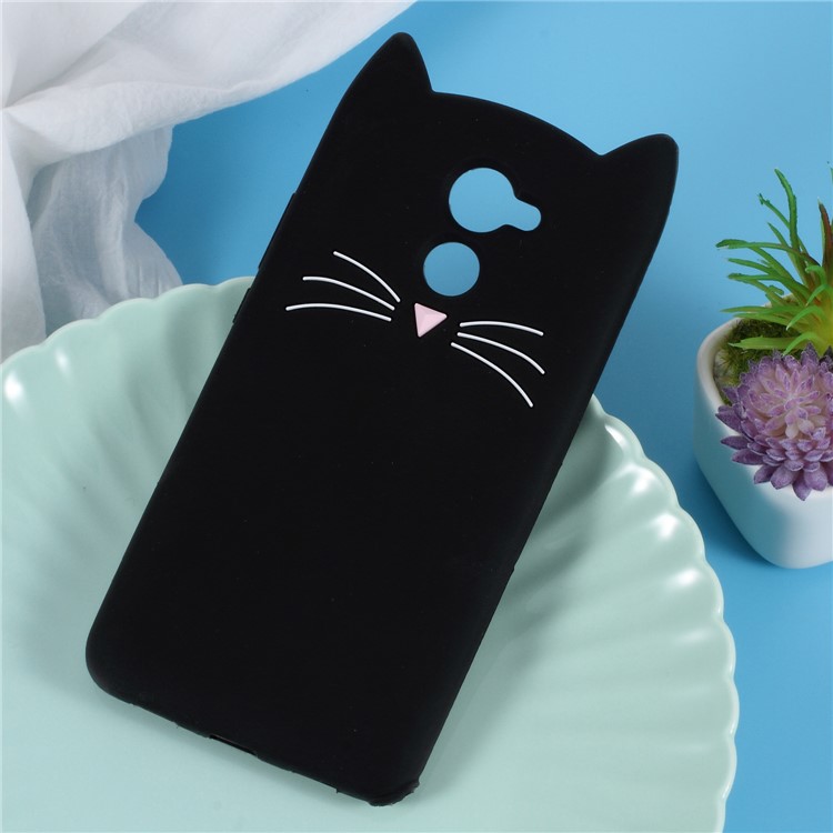 3D Moustache Cat Silicone Case for Huawei Y7 Prime / Enjoy 7 Plus - Black-1
