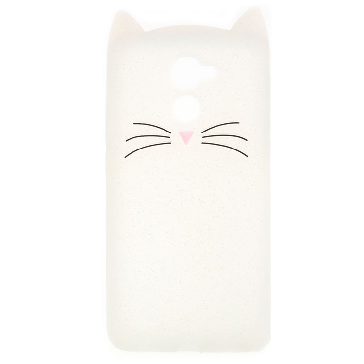 3D Moustache Cat Silicone Cover for Huawei Y7 Prime / Enjoy 7 Plus - White-2