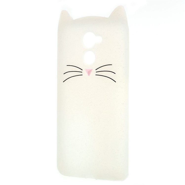 3D Moustache Cat Silicone Cover for Huawei Y7 Prime / Enjoy 7 Plus - White-3