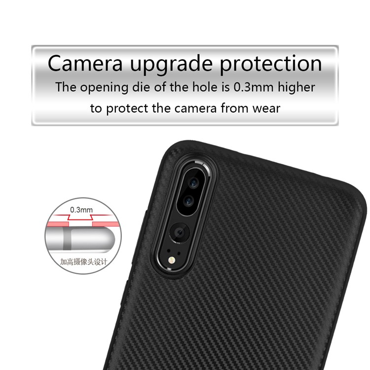 Carbon Fiber Texture Soft TPU Back Phone Case for Huawei P20 Pro - Black-2