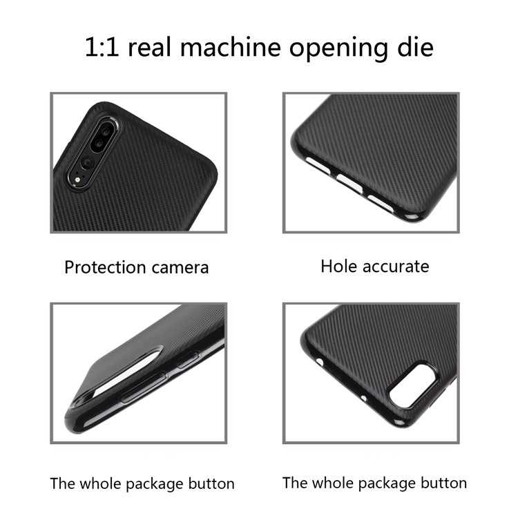 Carbon Fiber Texture Soft TPU Back Phone Case for Huawei P20 Pro - Black-6