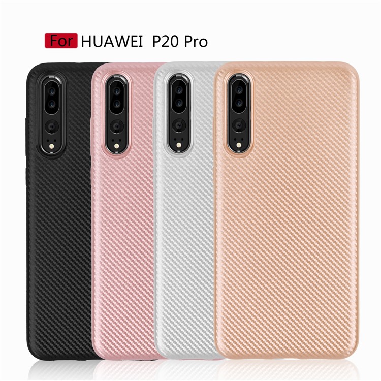 Carbon Fiber Texture Soft TPU Back Phone Case for Huawei P20 Pro - Black-7