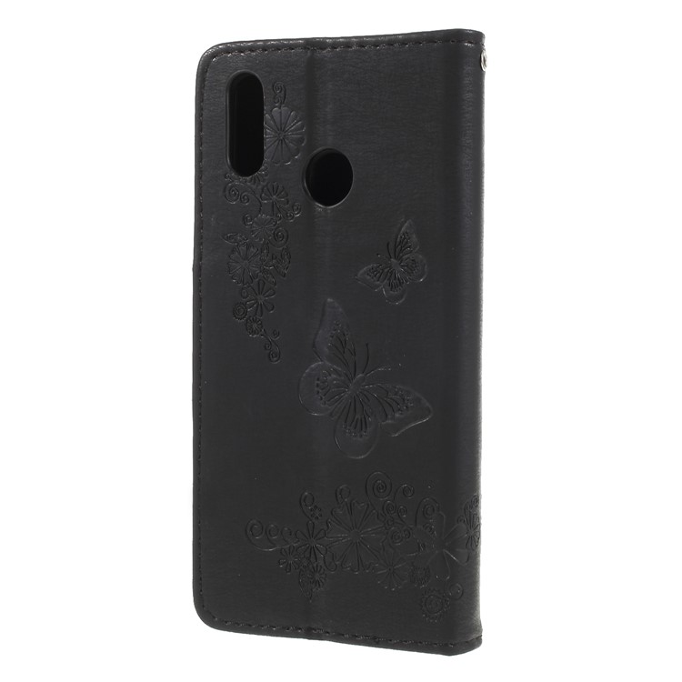 Imprint Butterfly Flower Stand Wallet Leather Case for Huawei P20 Lite / Nova 3e - Black-2