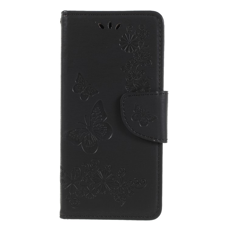 Imprint Butterfly Flower Stand Wallet Leather Case for Huawei P20 Lite / Nova 3e - Black-3