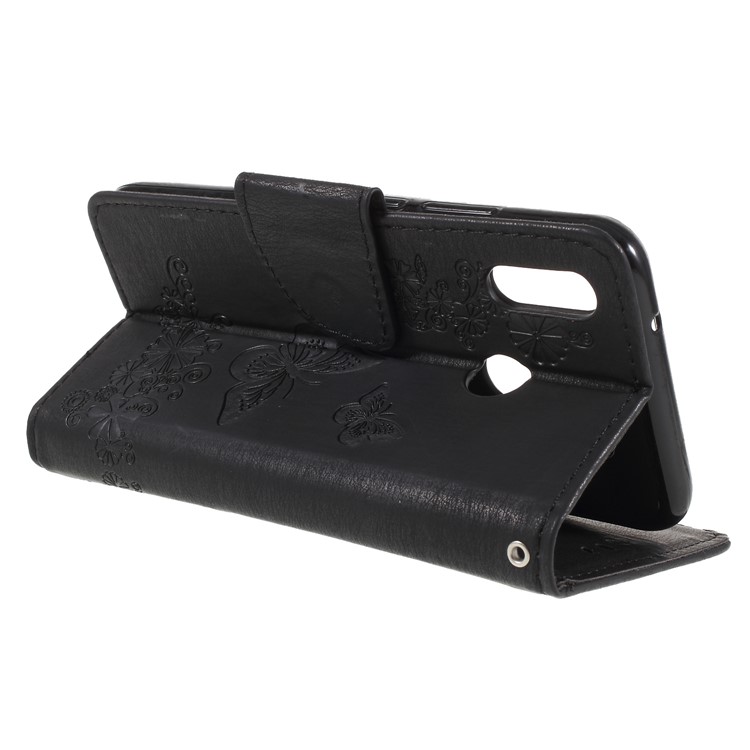 Imprint Butterfly Flower Stand Wallet Leather Case for Huawei P20 Lite / Nova 3e - Black-5