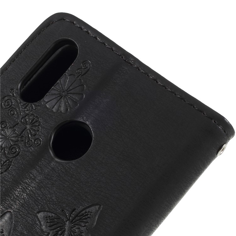 Imprint Butterfly Flower Stand Wallet Leather Case for Huawei P20 Lite / Nova 3e - Black-8