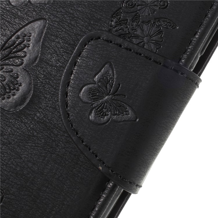 Imprint Butterfly Flower Stand Wallet Leather Case for Huawei P20 Lite / Nova 3e - Black-9