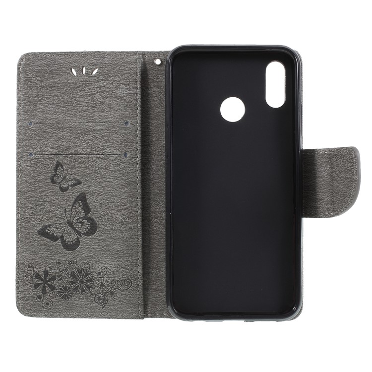 Imprint Butterfly Flower Stand Wallet Leather Cover for Huawei P20 Lite / Nova 3e - Grey-6