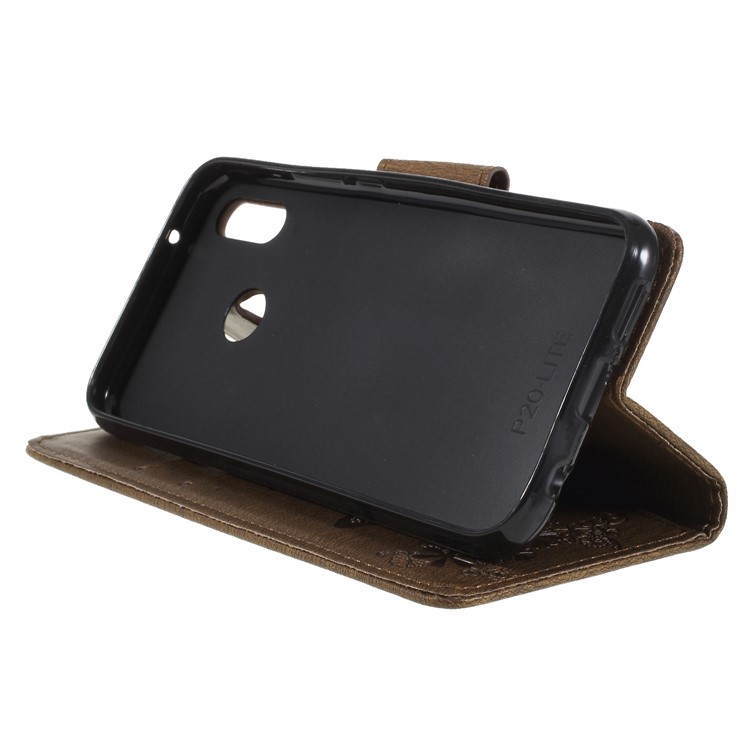 Imprint Butterfly Flower Stand Wallet Leather Mobile Casing for Huawei P20 Lite / Nova 3e - Brown-4