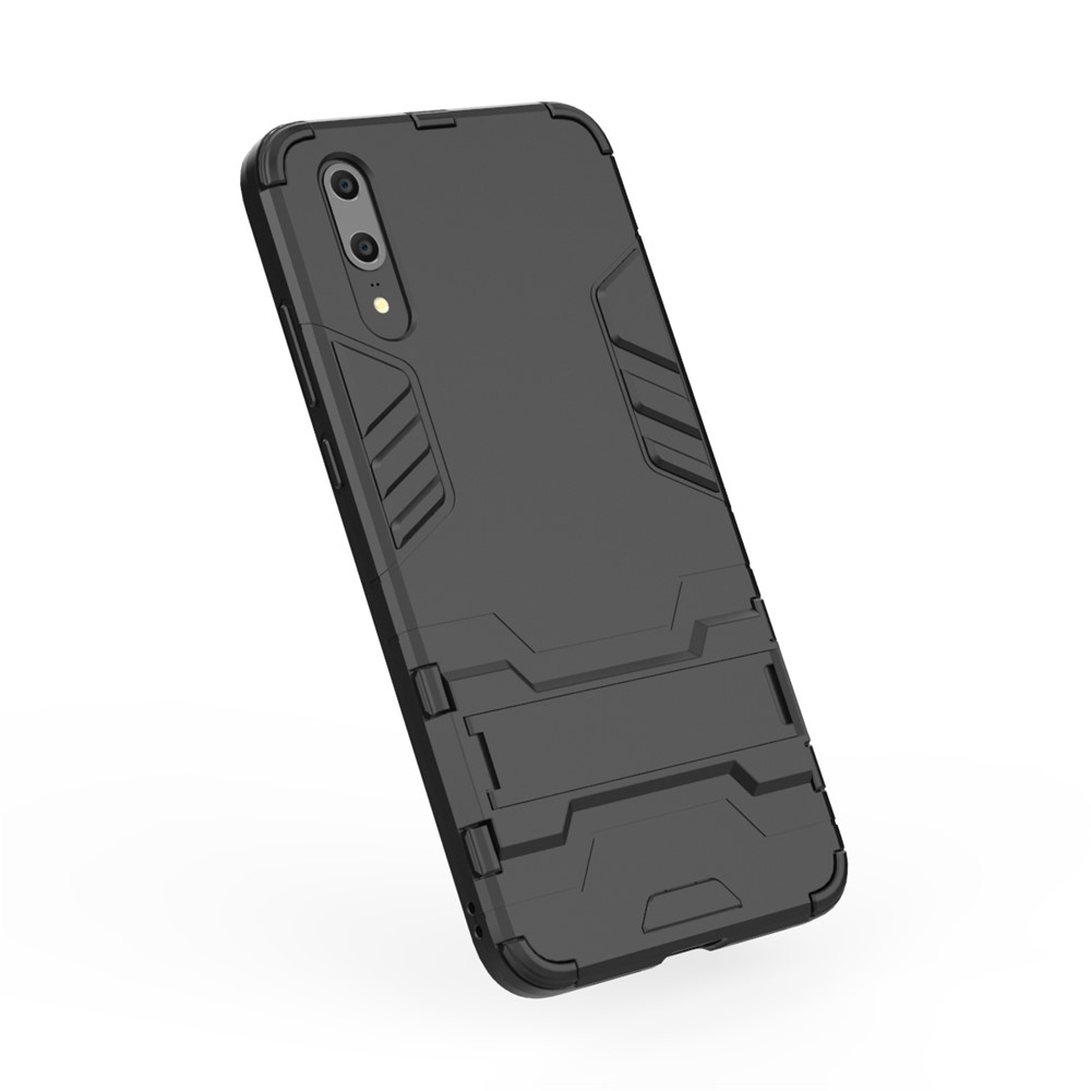 Cool Guard Kickstand Hybrid PC TPU Fall Für Huawei P20 - Schwarz-4