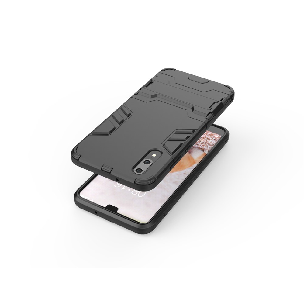 Cool Guard Kickstand Hybrid PC TPU Fall Für Huawei P20 - Schwarz-5