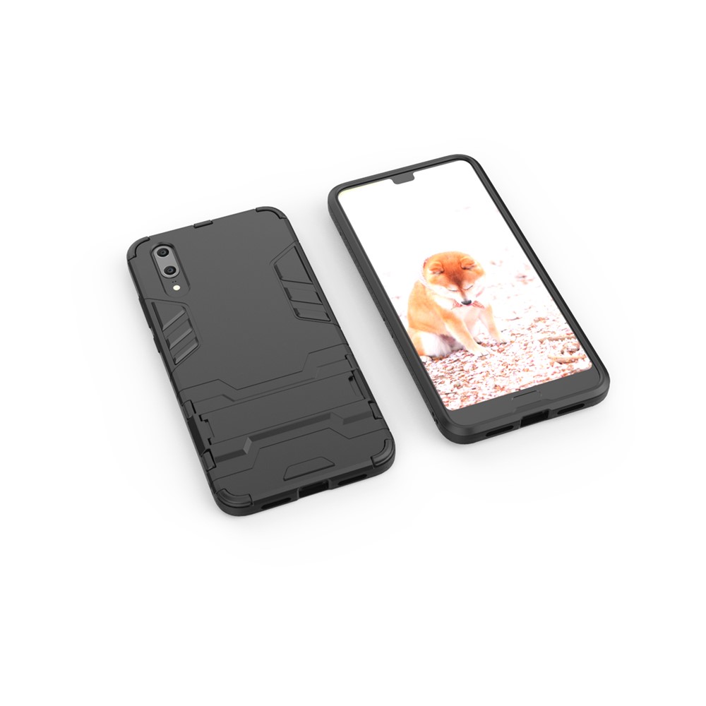 Cool Guard Kickstand Hybrid PC TPU Fall Für Huawei P20 - Schwarz-6