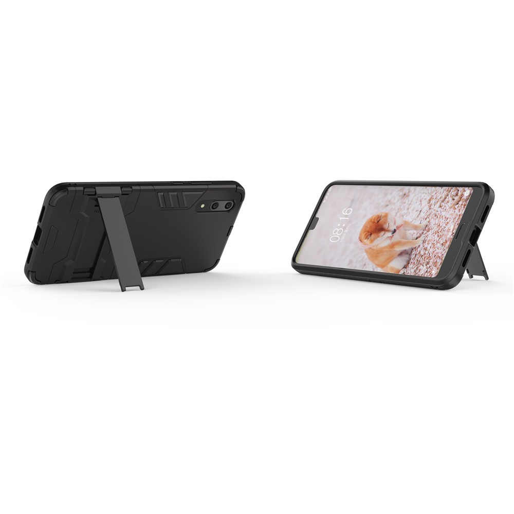 Cool Guard Kickstand Hybrid PC TPU Fall Für Huawei P20 - Schwarz-7