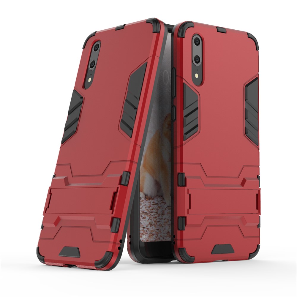 Cool Guard Kickstand Hybrid PC TPU Mobile Cover for Huawei P20 - Red-1
