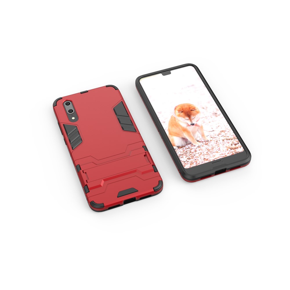 Cool Guard Kickstand Hybrid PC TPU Mobile Cover for Huawei P20 - Red-3