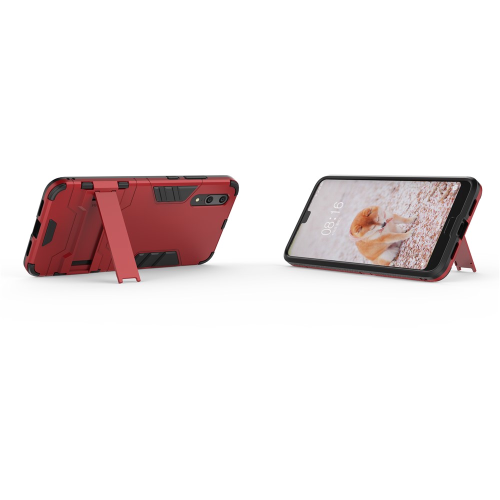 Cool Guard Kickstand Hybrid PC TPU Mobile Cover for Huawei P20 - Red-4