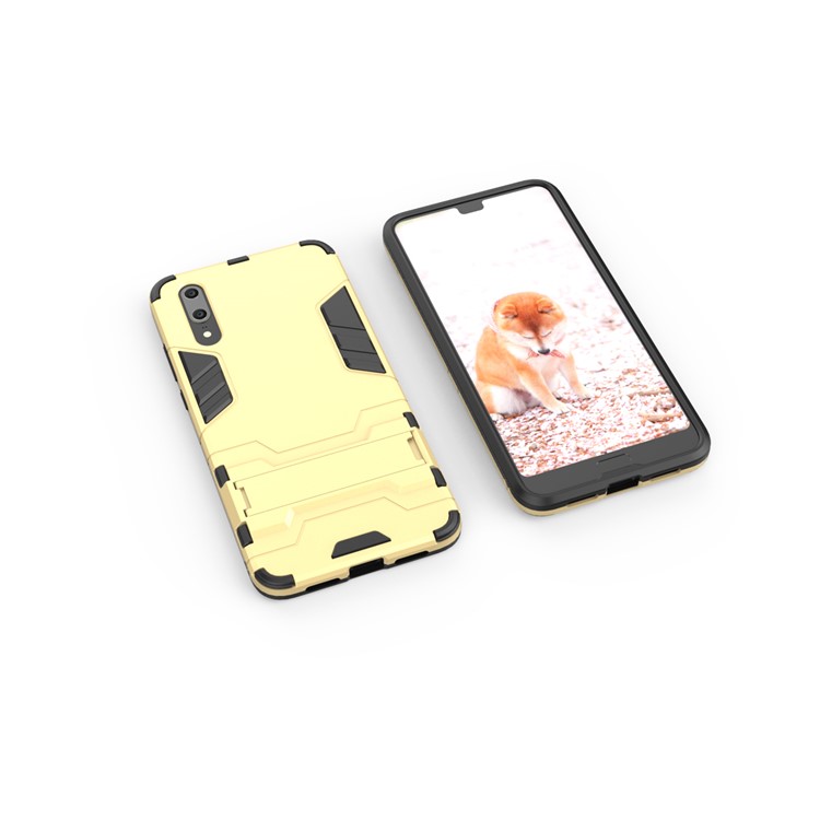 Cool Guard Kickstand Hybrid PC TPU Mobile Phone Shell for Huawei P20 - Gold-3