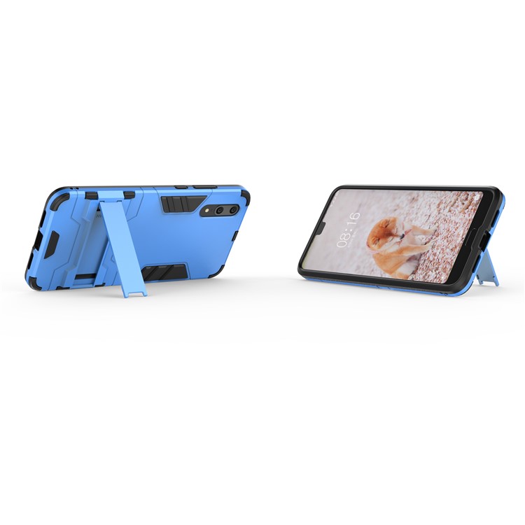 Cool Guard Kickstand Hybrid PC TPU Cell Phone Case for Huawei P20 - Baby Blue-4
