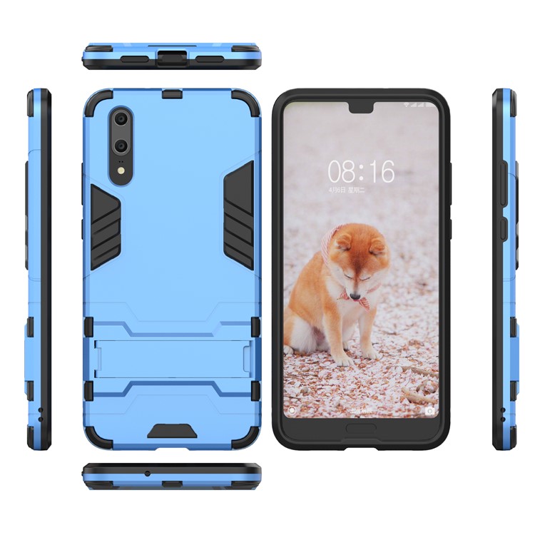 Cool Guard Kickstand Hybrid PC TPU Cell Phone Case for Huawei P20 - Baby Blue-5