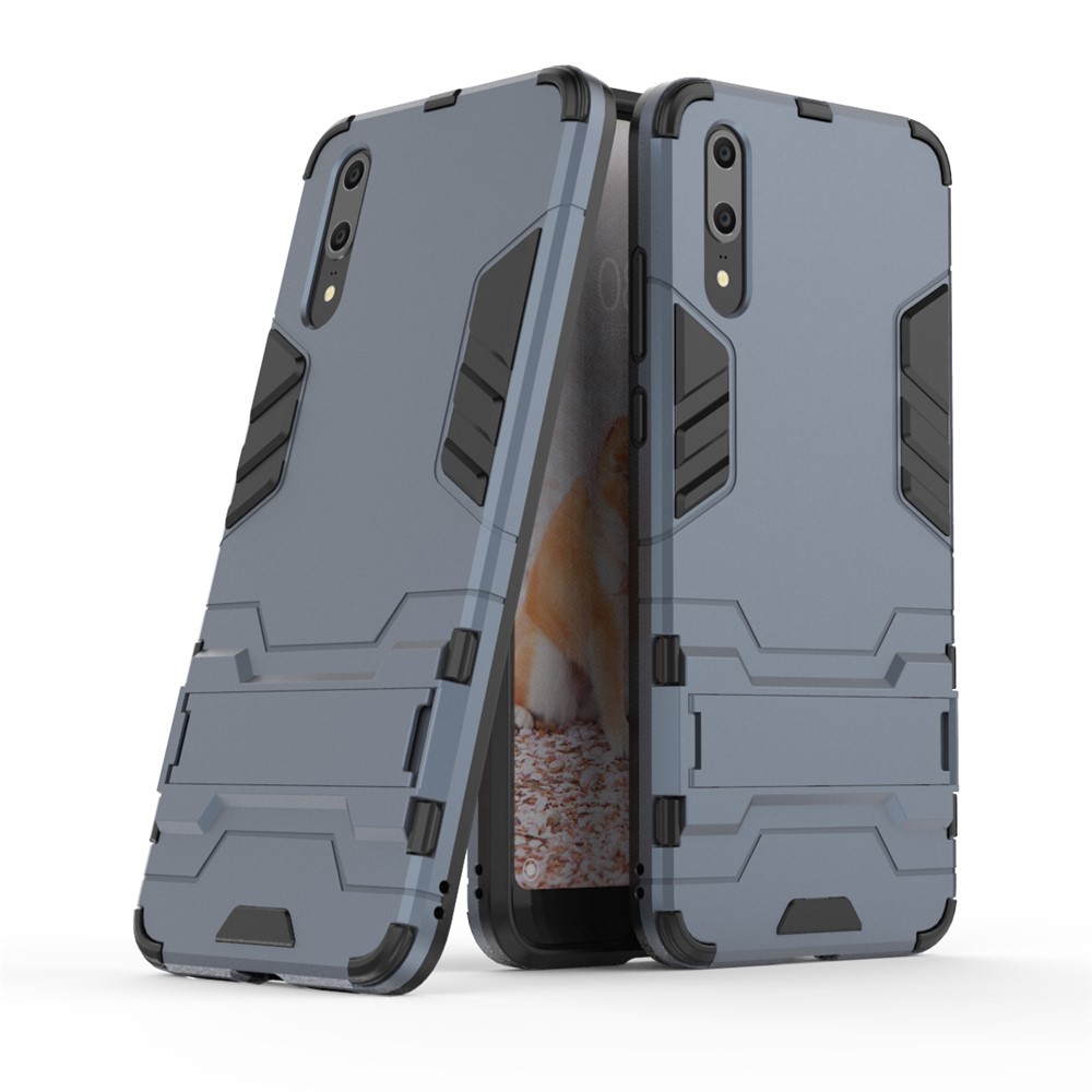 Cool Guard Kickstand PC TPU Hybrid Case Cover for Huawei P20 - Dark Blue-1