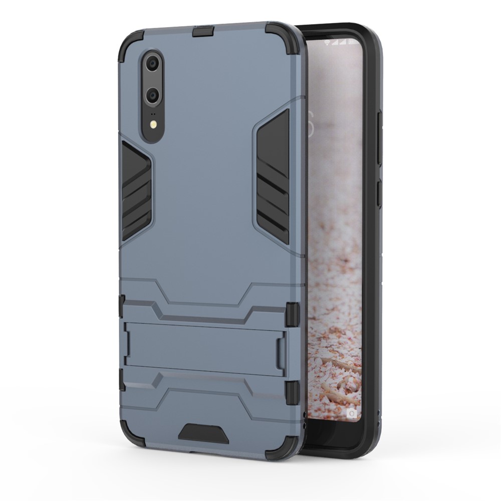 Cool Guard Kickstand PC TPU Hybrid Case Cover for Huawei P20 - Dark Blue-2