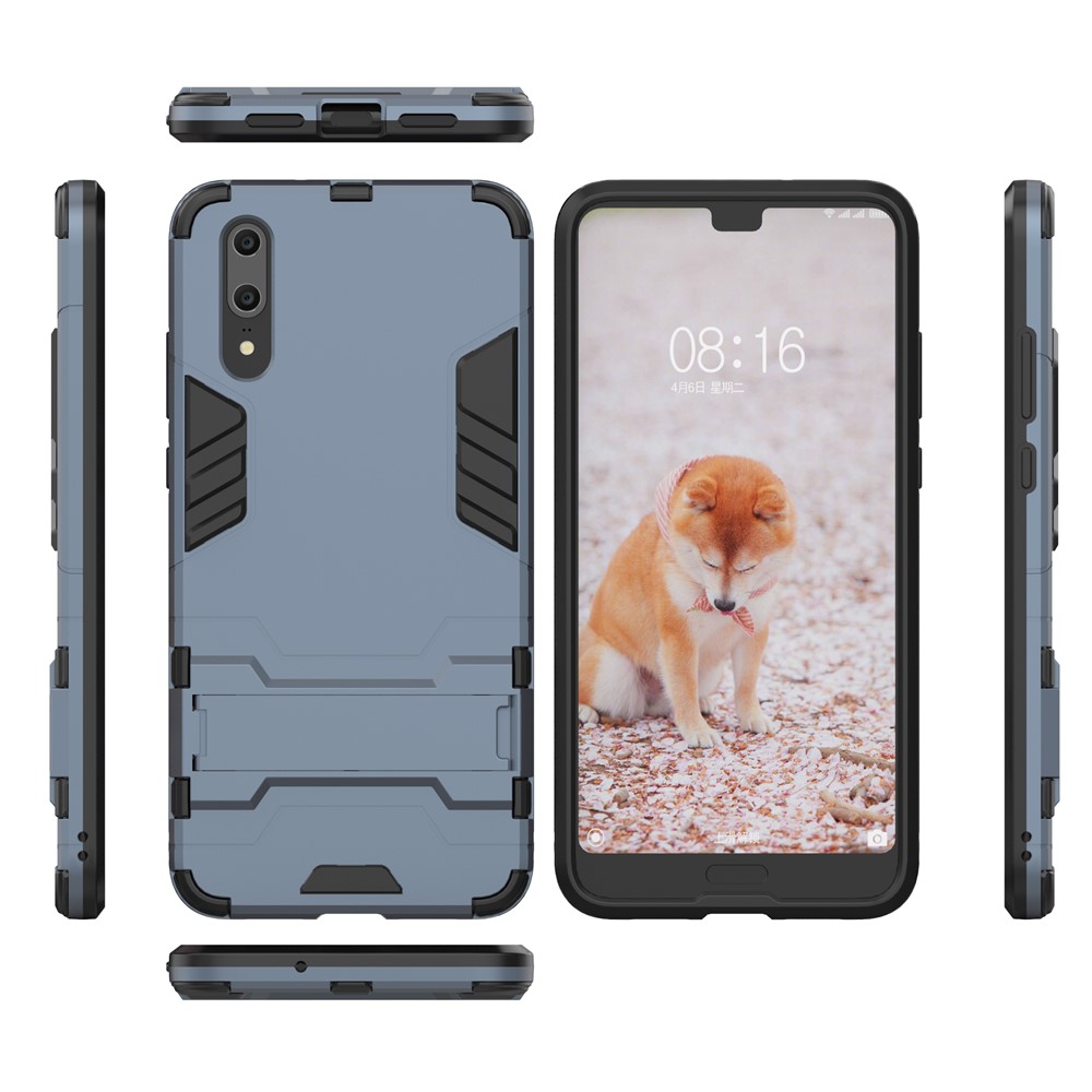 Cool Guard Kickstand PC TPU Hybrid Case Cover for Huawei P20 - Dark Blue-3