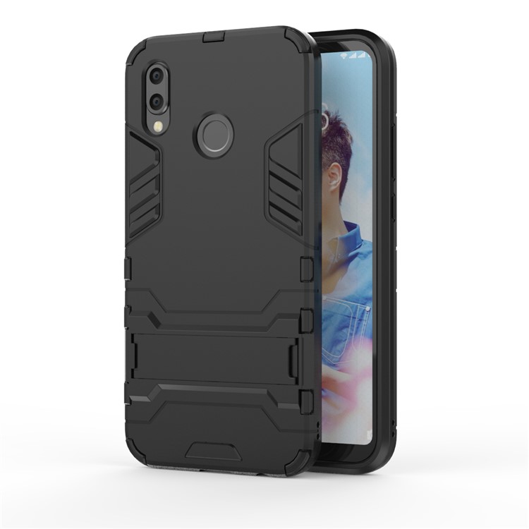 Embalagem Móvel Legal Do PC TPU Do Protetor Da Guarda Com O Kickstand Para O Huawei P20 Lite / Nova 3e (china) - Preto-2