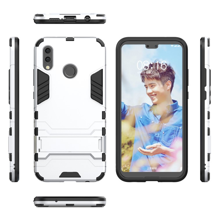 Cool Guard PC TPU Combo Mobile Cover with Kickstand for Huawei P20 Lite / Nova 3e (China) - Silver-3