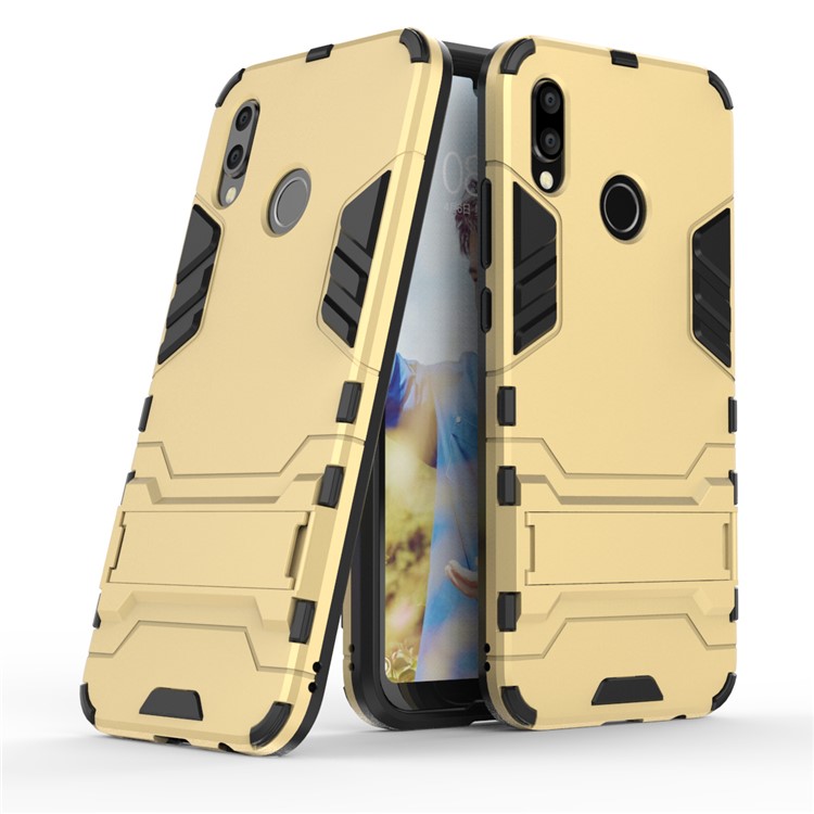 Cool Guard PC TPU Combo Protective Shell with Kickstand for Huawei P20 Lite / Nova 3e (China) - Gold-1