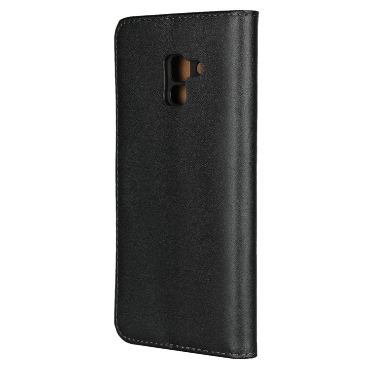 Split Leather Wallet Stand Mobile Casing for Samsung Galaxy A8+ (2018) - Black-3