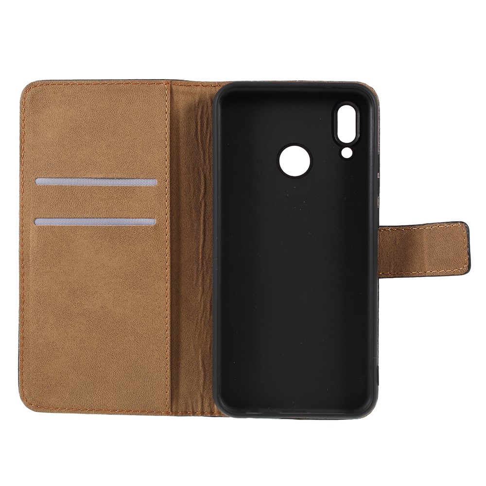 Split Leder Brieftasche Ständer Flip Cover Hülle Für Huawei P20 Lite / Nova 3e - Schwarz