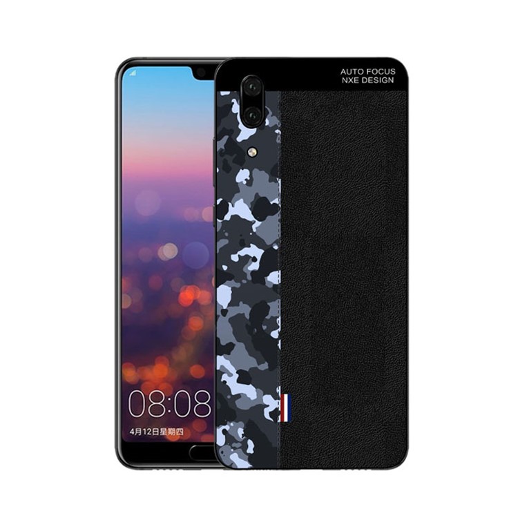 NXE Camouflage Pattern Splicing TPU Case for Huawei P20 - Blue Camouflage / Black-1