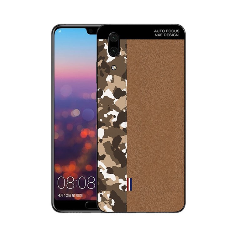 NXE Camouflage Pattern Splicing TPU Case Phone Shell for Huawei P20 - Brown Camouflage / Brown-1