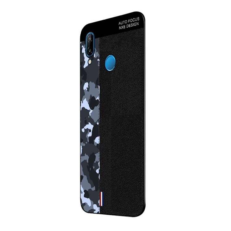 NXE Camouflage Pattern Splicing TPU Case for Huawei P20 Lite / Nova 3e - Blue Camouflage / Black-3