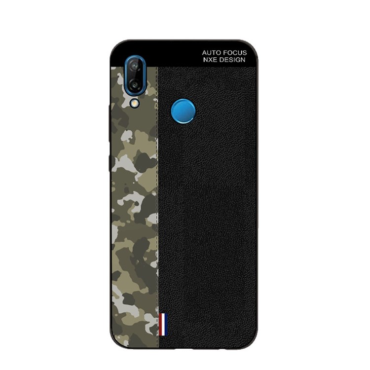 NXE Camouflage Pattern Splicing TPU Shell Case for Huawei P20 Lite / Nova 3e - Army Green Camouflage / Black-2