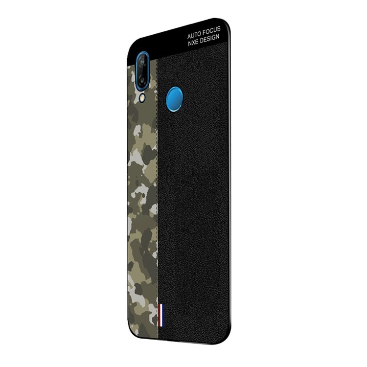 NXE Camouflage Pattern Splicing TPU Shell Case for Huawei P20 Lite / Nova 3e - Army Green Camouflage / Black-3
