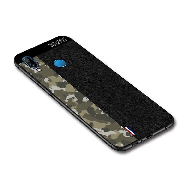 NXE Camouflage Pattern Splicing TPU Shell Case for Huawei P20 Lite / Nova 3e - Army Green Camouflage / Black-5