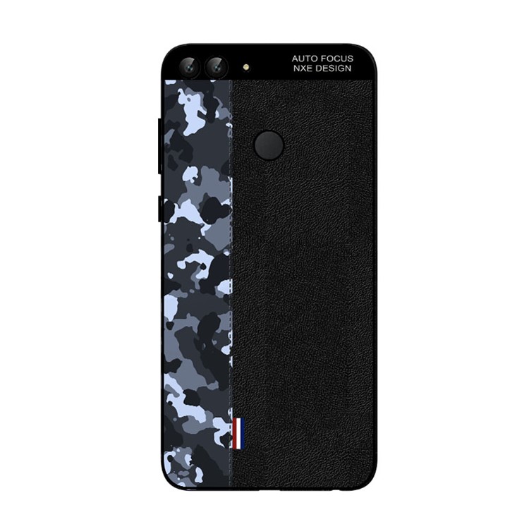 NXE Camouflage Pattern Splicing TPU Case for Huawei P Smart / Enjoy 7S - Blue Camouflage / Black-1