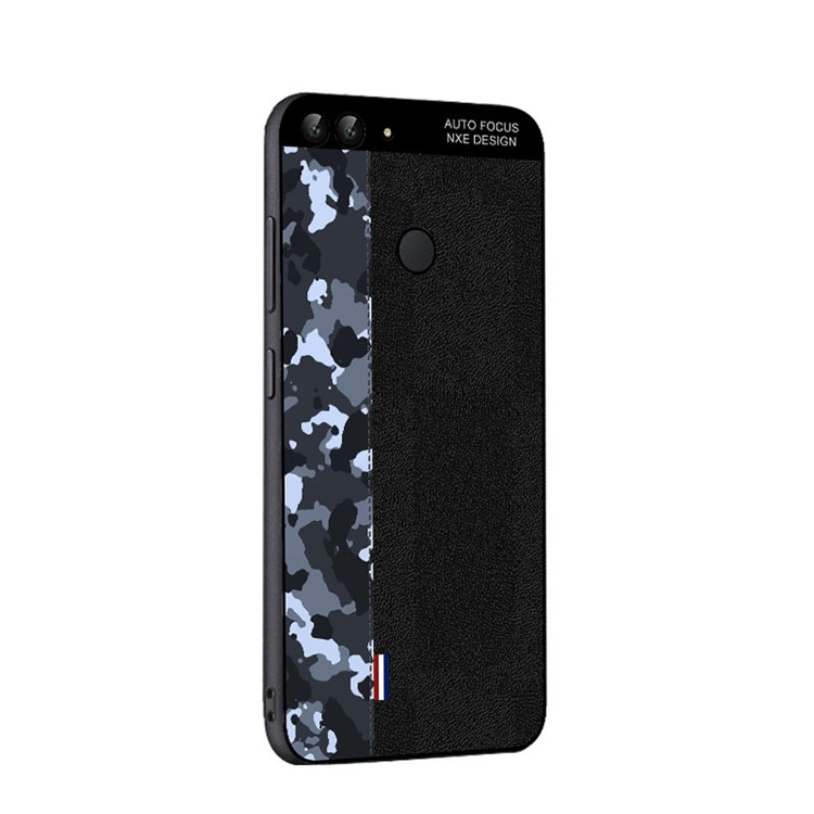 NXE Camouflage Pattern Splicing TPU Case for Huawei P Smart / Enjoy 7S - Blue Camouflage / Black-3