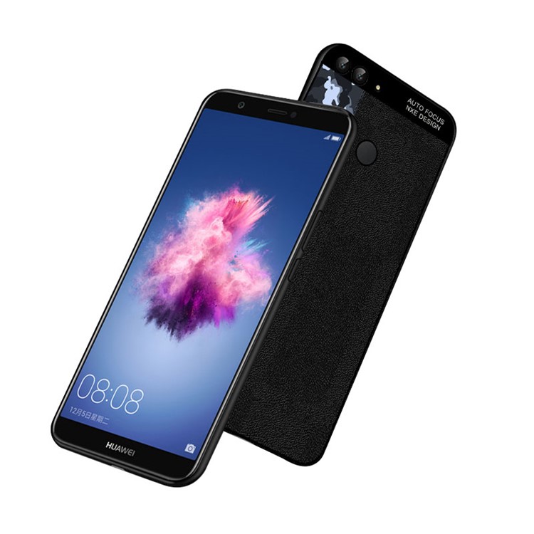 NXE Camouflage Pattern Splicing TPU Case for Huawei P Smart / Enjoy 7S - Blue Camouflage / Black-4