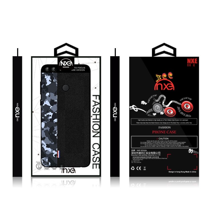 NXE Camouflage Pattern Splicing TPU Case for Huawei P Smart / Enjoy 7S - Blue Camouflage / Black-6