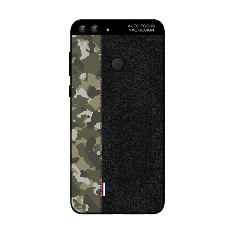 NXE Camouflage Pattern Splicing TPU Back Case for Huawei P Smart / Enjoy 7S - Army Green Camouflage / Black-1