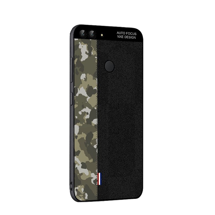 NXE Camouflage Pattern Splicing TPU Back Case for Huawei P Smart / Enjoy 7S - Army Green Camouflage / Black-3