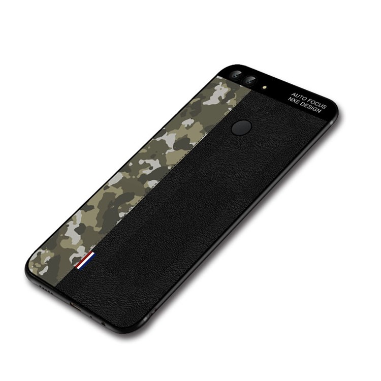 NXE Camouflage Pattern Splicing TPU Back Case for Huawei P Smart / Enjoy 7S - Army Green Camouflage / Black-5