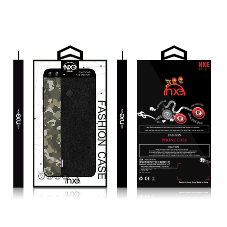 NXE Camouflage Pattern Splicing TPU Back Case for Huawei P Smart / Enjoy 7S - Army Green Camouflage / Black-6