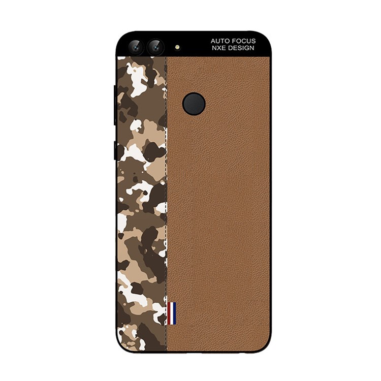 NXE Camouflage Pattern Splicing TPU Cover Case for Huawei P Smart / Enjoy 7S - Brown Camouflage / Brown-1